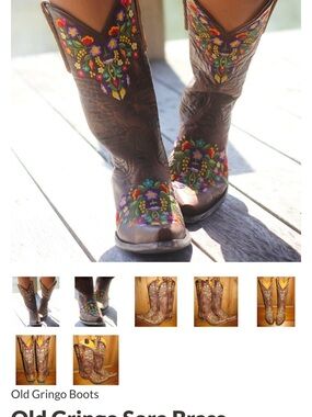 Old Gringo Brown Leather Boots with Multicolor Floral Embroidery